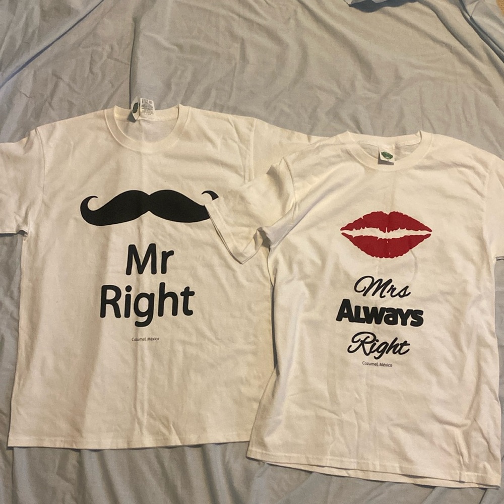 Two Tshirts Mr right and Mrs Always right